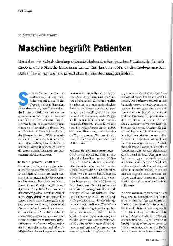 Vorschauseite 1: Maschine begrüßt Patienten