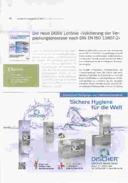 Vorschauseite 1: Die neue DGSV Leitlinie »Validierung der Verpackungsprozesse nach DIN EN ISO 11607-2«