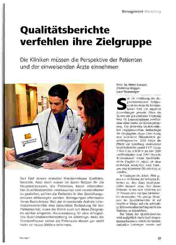 Vorschauseite 1: Qualitätsberichte verfehlen ihre Zielgruppe