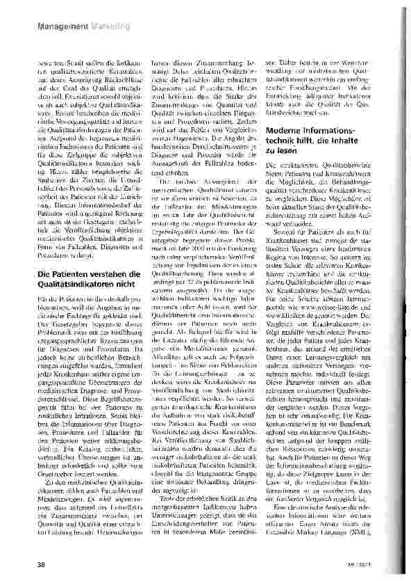 Vorschauseite 2: Qualitätsberichte verfehlen ihre Zielgruppe