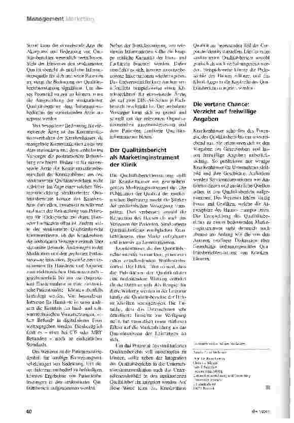 Vorschauseite 4: Qualitätsberichte verfehlen ihre Zielgruppe