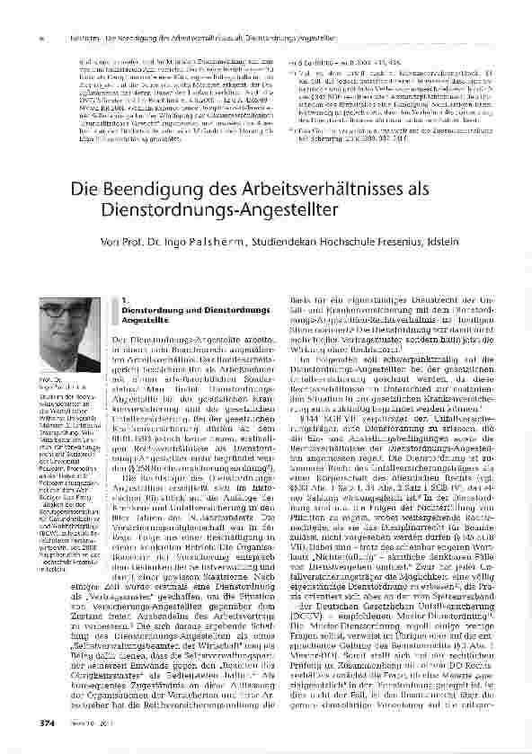 Vorschauseite 1: Die Beendigung des Arbeitsverhältnisses als Dienstordnungs-Angestellter