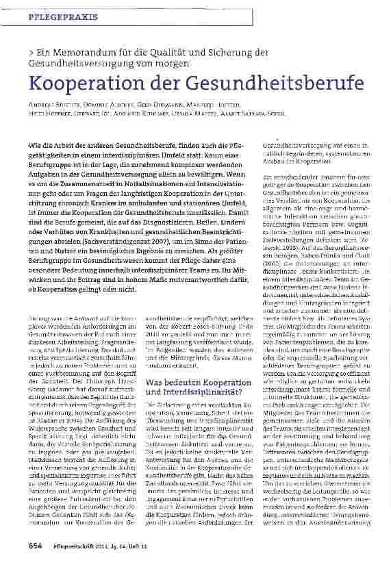 Vorschauseite 1: Kooperation der Gesundheitsberufe
