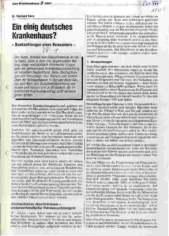 Vorschauseite 1: Ein einig deutsches Krankenhaus? - Beobachtungen eines Newcomers