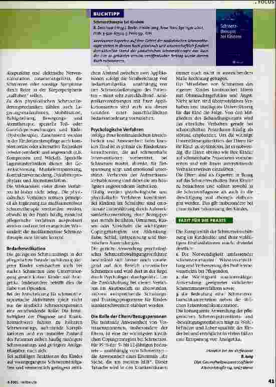 Vorschauseite 2: Schmerztherapie bei Kindern