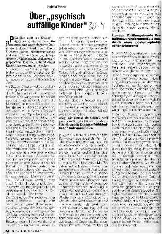 Vorschauseite 1: Über psychisch auffällige Kinder