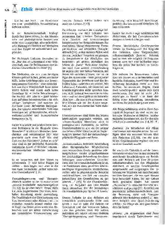 Vorschauseite 2: Therapiebegrenzung und Therapieabbruch in der Intensivmedizin Ist die ethische Frage richtig gestellt?