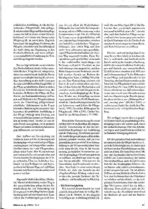 Vorschauseite 4: Gestufte Studiengänge - eine neue Qualität der Bildung für die Pflege