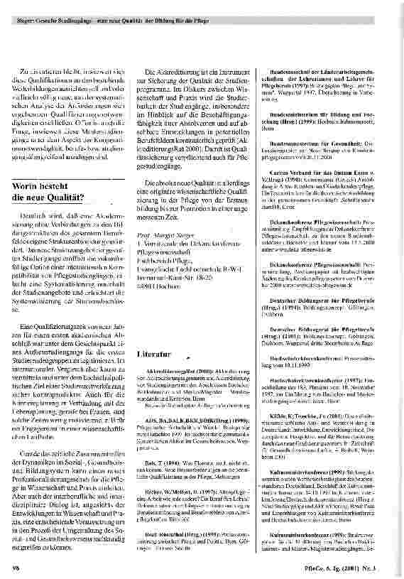 Vorschauseite 5: Gestufte Studiengänge - eine neue Qualität der Bildung für die Pflege