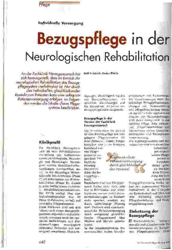 Vorschauseite 1: Bezugspflege in der Neurologischen Rehabilitation