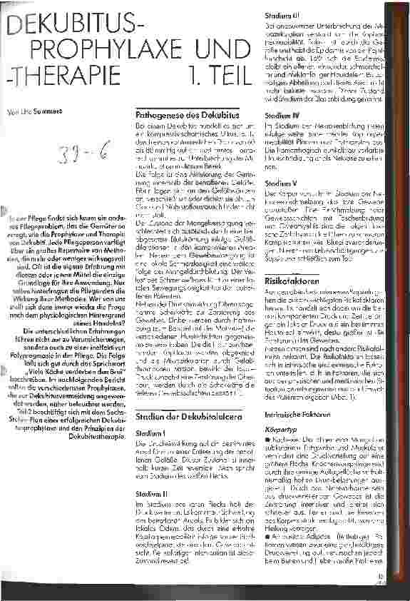 Vorschauseite 1: Dekubitusprophylaxe und -therapie 1. Teil