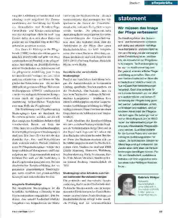 Vorschauseite 2: Zukunftschancen durch Pflegestudiengänge