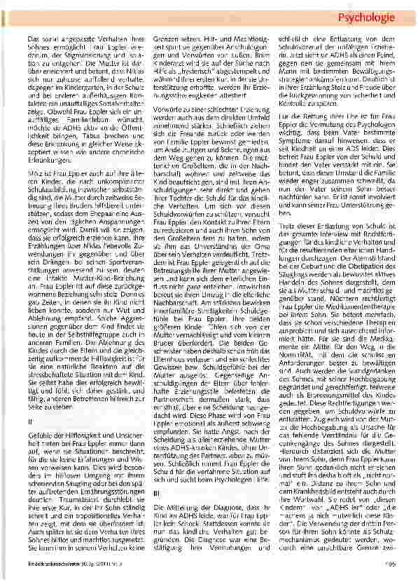 Vorschauseite 2: Wie erlebt die Mutter eines an ADHS erkrankten Kindes ihre Situation? (Teil II)