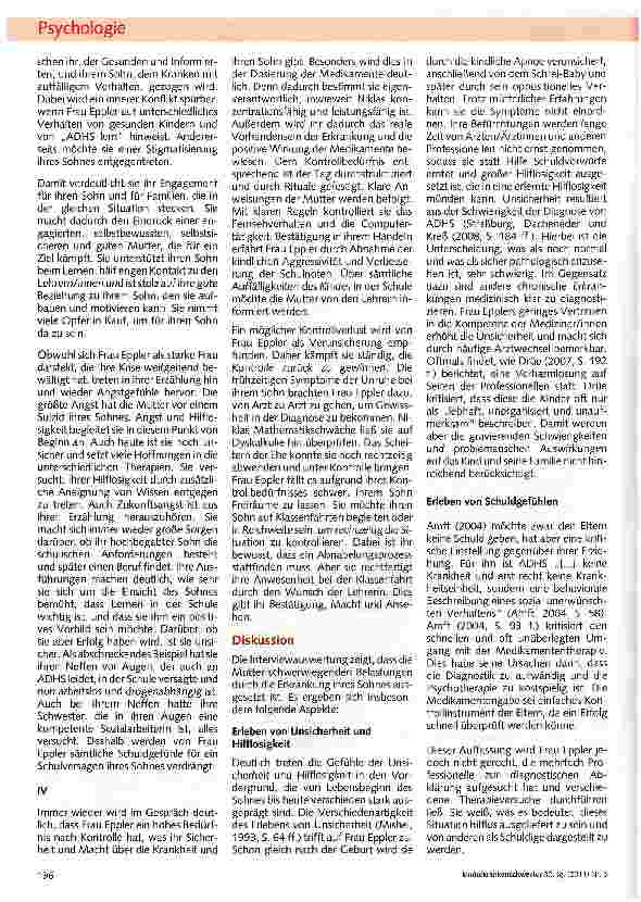 Vorschauseite 3: Wie erlebt die Mutter eines an ADHS erkrankten Kindes ihre Situation? (Teil II)