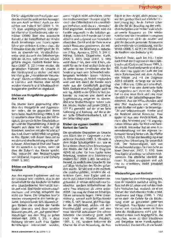 Vorschauseite 4: Wie erlebt die Mutter eines an ADHS erkrankten Kindes ihre Situation? (Teil II)