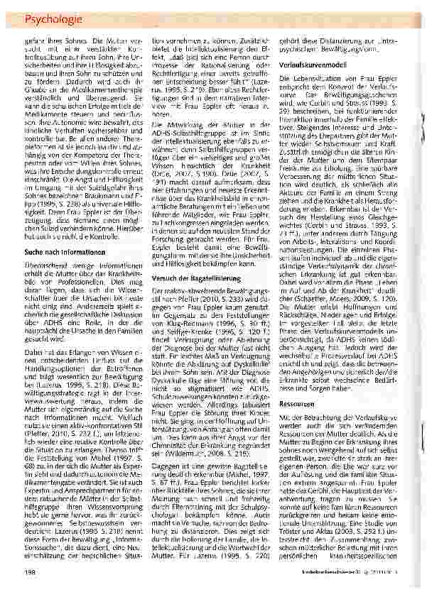Vorschauseite 5: Wie erlebt die Mutter eines an ADHS erkrankten Kindes ihre Situation? (Teil II)