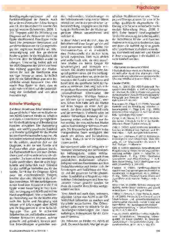 Vorschauseite 6: Wie erlebt die Mutter eines an ADHS erkrankten Kindes ihre Situation? (Teil II)
