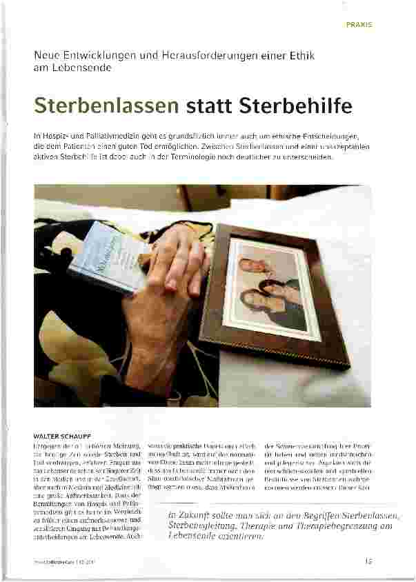 Vorschauseite 1: Sterbenlassen statt Sterbehilfe