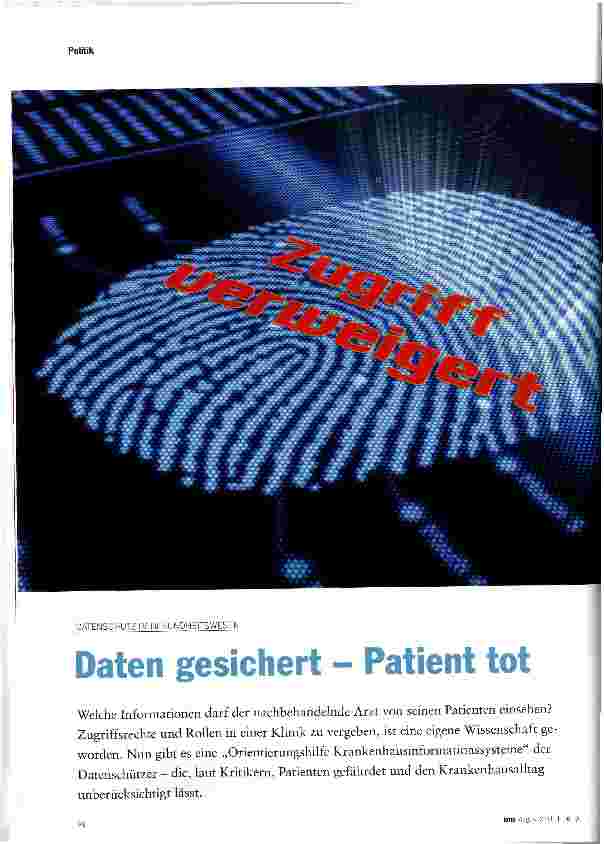 Vorschauseite 1: Daten gesichert - Patient tot
