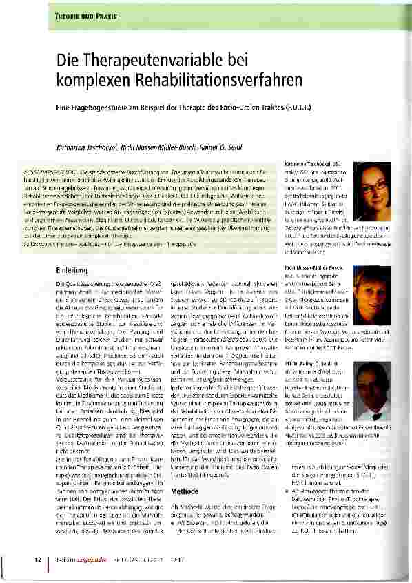 Vorschauseite 1: Die Therapeutenvariable bei komplexen Rehabilitationsverfahren