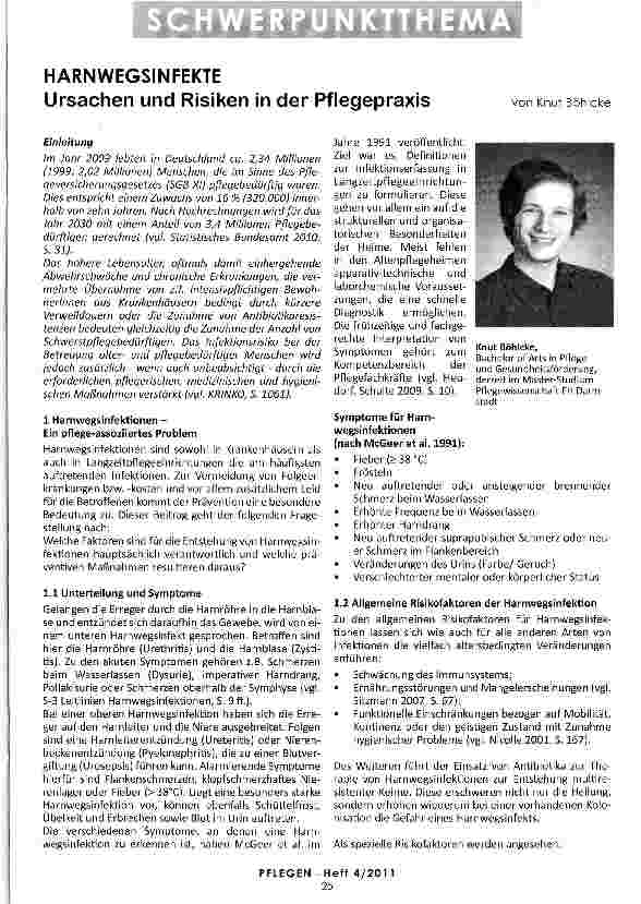 Vorschauseite 1: HARNWEGSINFEKTE Ursachen und Risiken in der Pflegepraxis