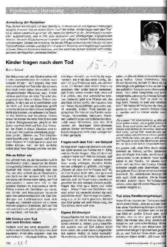 Vorschauseite 1: Kinder fragen nach dem Tod
