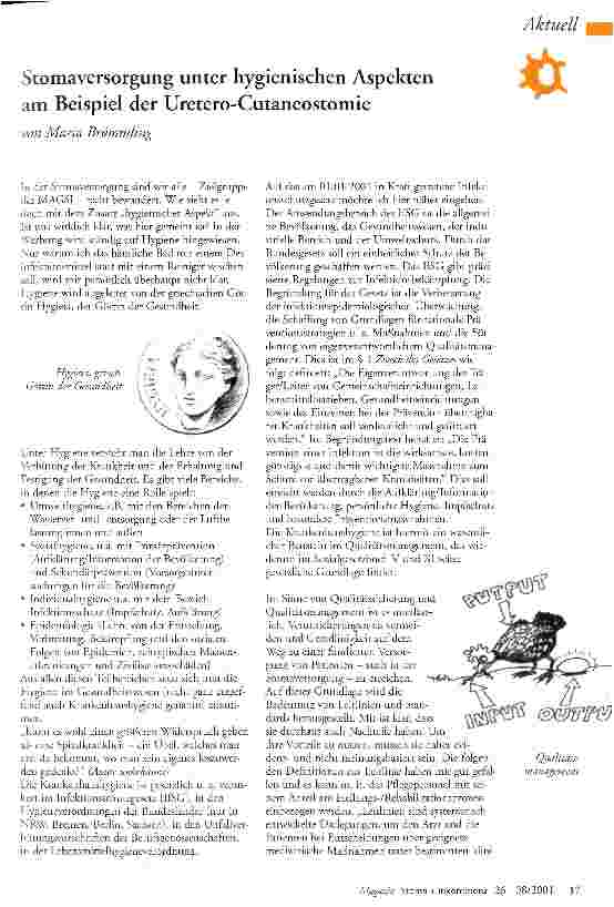 Vorschauseite 1: Stomaversorgung unter hyienischen Aspekten am Beispiel der Uretero-Cutaneostomie