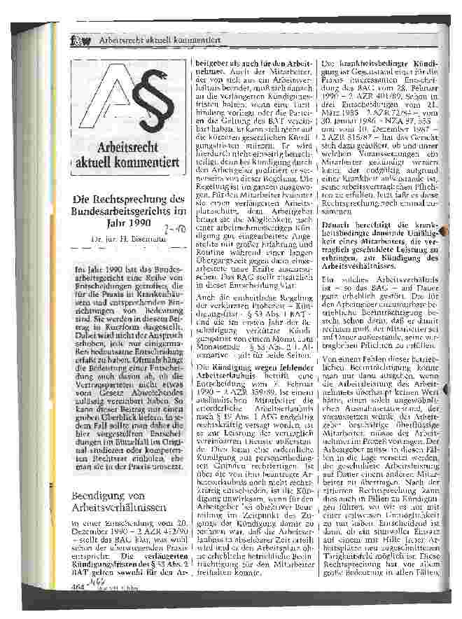 Vorschauseite 1: Die Rechtsprechung des Bundesarbeitsgerichtes im Jahr 1990