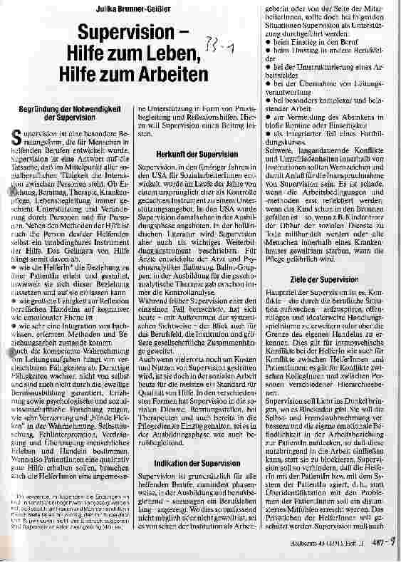 Vorschauseite 1: Supervision - Hilfe zum Leben, Hilfe zum Arbeiten