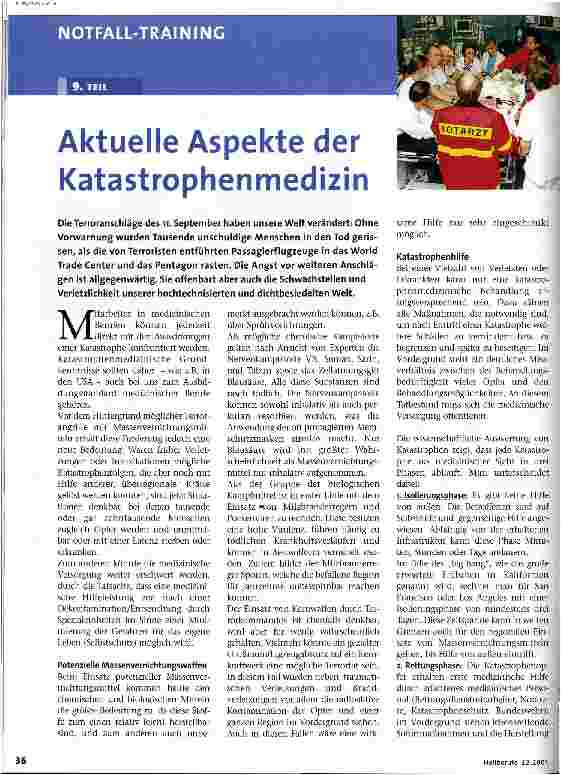Vorschauseite 1: Aktuelle Aspekte der Kataststrophenmedizin Notfall-Training, 9. Teil