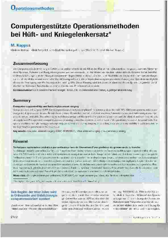 Vorschauseite 1: Computergestützte Operationsmethoden bei Hüftund Kniegelenkersatz