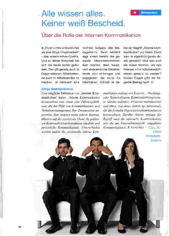Vorschauseite 1: Alle wissen alles. Keiner weiß Bescheid. Über die Rolle der Internen Kommunikation
