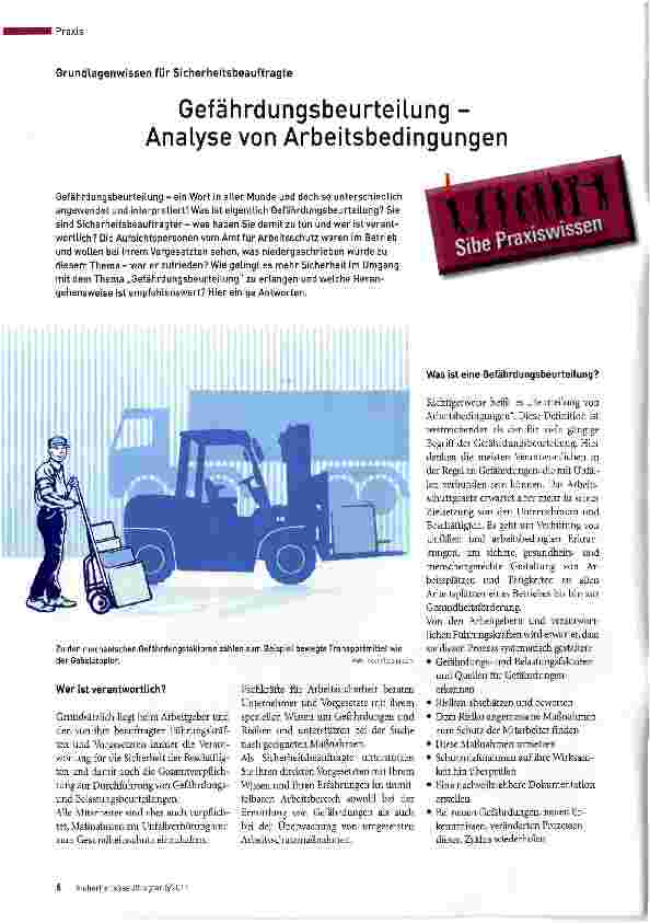 Vorschauseite 1: Gefährdungsbeurteilung -Analyse von Arbeitsbedingungen
