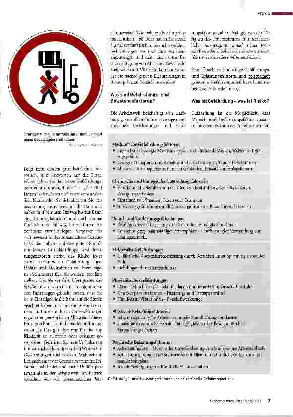 Vorschauseite 2: Gefährdungsbeurteilung -Analyse von Arbeitsbedingungen