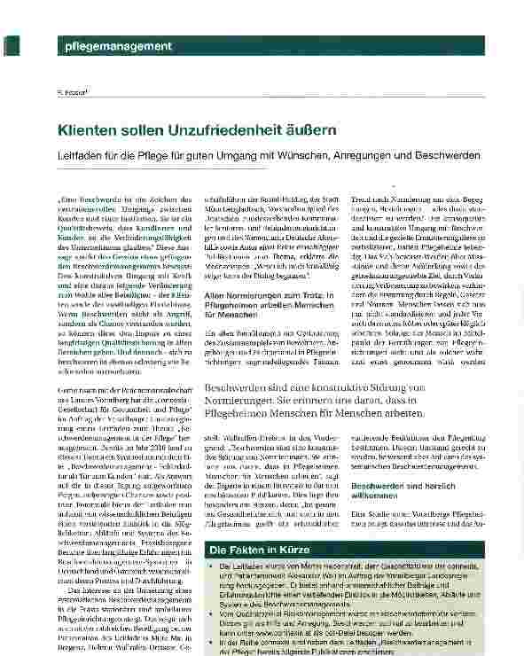 Vorschauseite 1: Klienten sollen Unzufriedenheit äußern