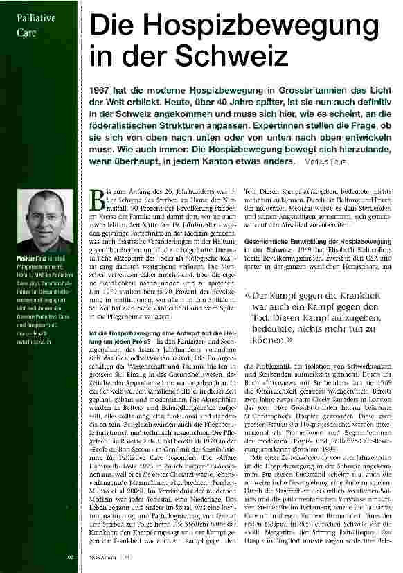 Vorschauseite 1: Die Hospizbewegung in der Schweiz