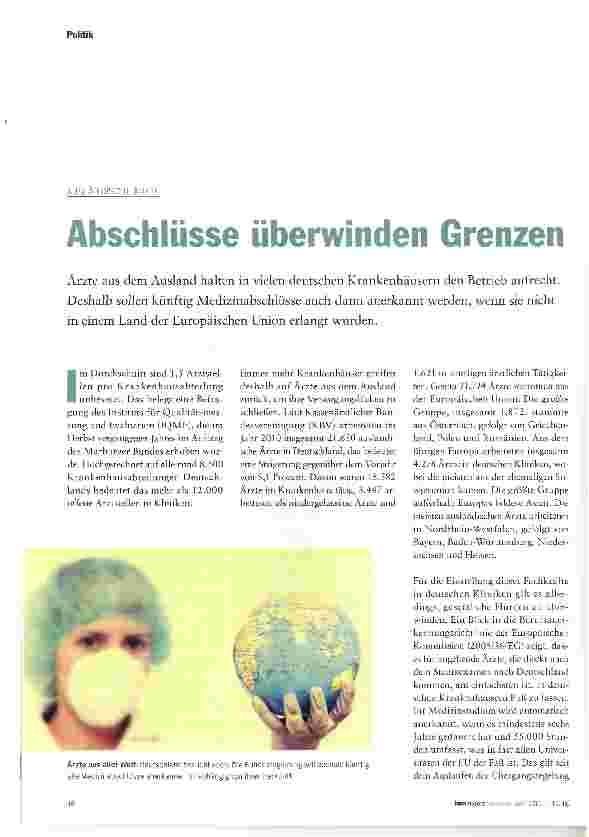 Vorschauseite 1: Abschlüsse überwinden Grenzen
