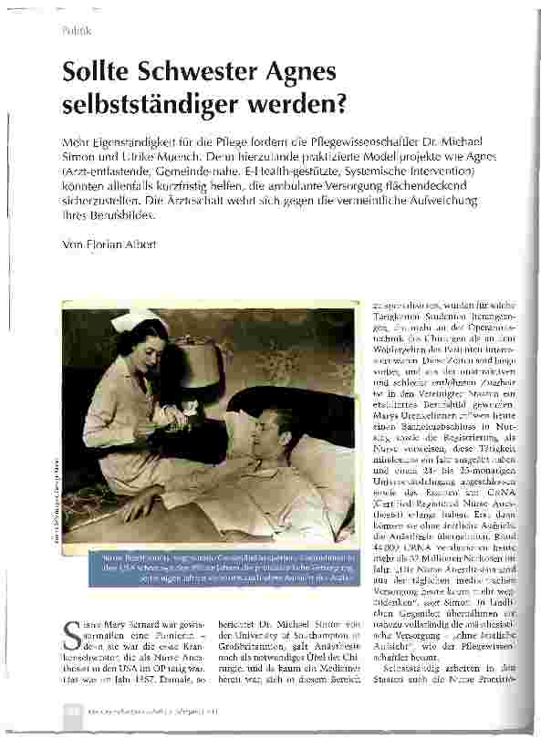 Vorschauseite 1: Sollte Schwester Agnes selbstständiger werden?