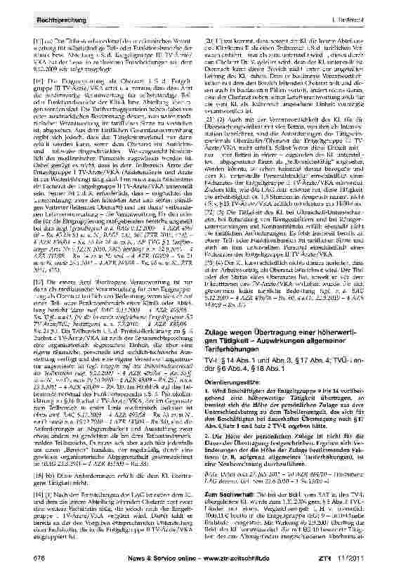 Vorschauseite 1: Zulage wegen Übertragung einer höherwerti-gen Tätigkeit - Auswirkungen allgemeiner TariferhöhungenTV-L § 14 Abs. 1 und Abs. 3, § 17 Abs. 4; TVÜ-Län-der§6Abs. 4, §18 Abs. 1