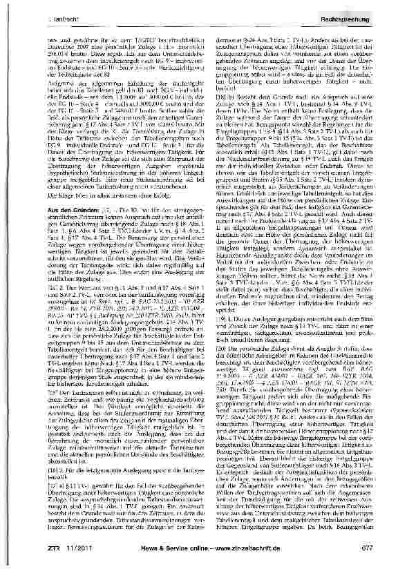 Vorschauseite 2: Zulage wegen Übertragung einer höherwerti-gen Tätigkeit - Auswirkungen allgemeiner TariferhöhungenTV-L § 14 Abs. 1 und Abs. 3, § 17 Abs. 4; TVÜ-Län-der§6Abs. 4, §18 Abs. 1