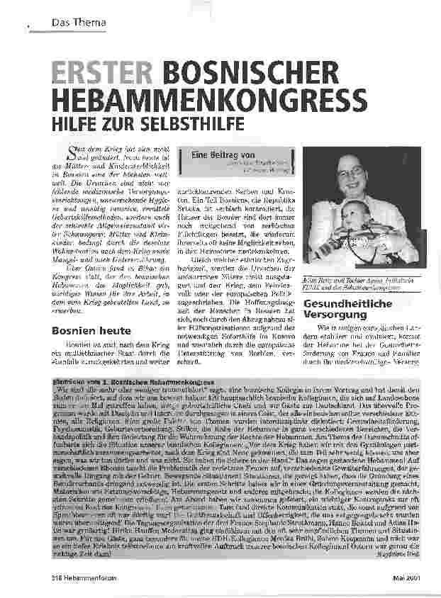 Vorschauseite 1: ERSTER BOSNISCHER HEBAMMENKONGRESSHILFE ZUR SELBSTHILFE
