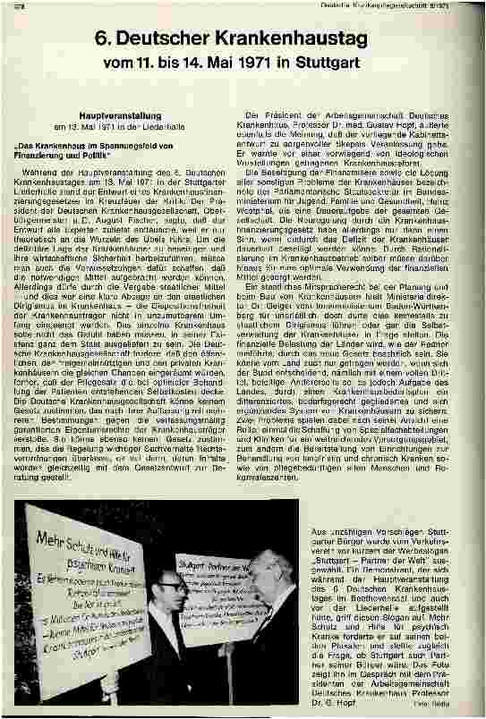 Vorschauseite 1: 6. Deutscher Krankenhaustag vom 11. bis 14. Mai 1971 in Stuttgart