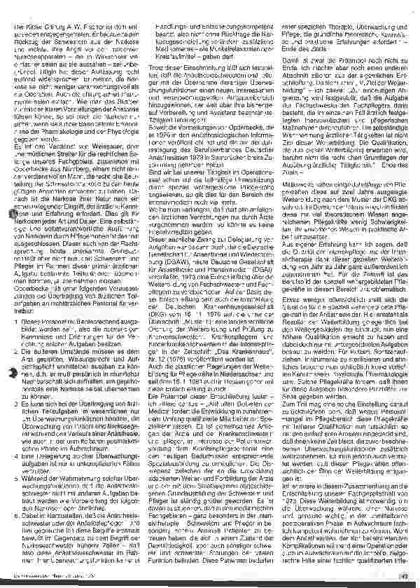 Vorschauseite 2: Gegenwärtiger Stand und zukünftige Entwicklung der Anästhesiologie im Hinblick auf den Pesonaleinsatz