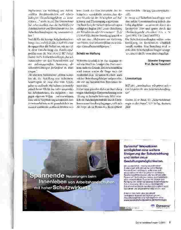 Vorschauseite 4: Stellung des SicherheitsbeauftragtenWichtige Schlüsselrolle