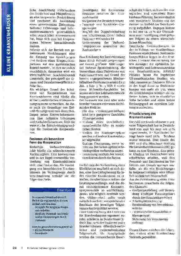 Vorschauseite 3: Chancen und Risiken kleiner Krankenhäuser in Verbundstrukturen