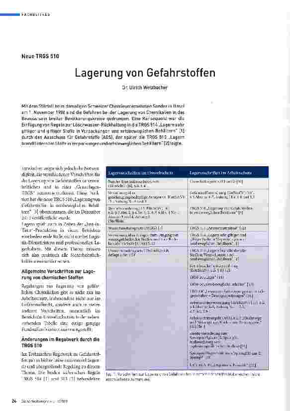 Vorschauseite 1: Lagerung von Gefahrstoffen