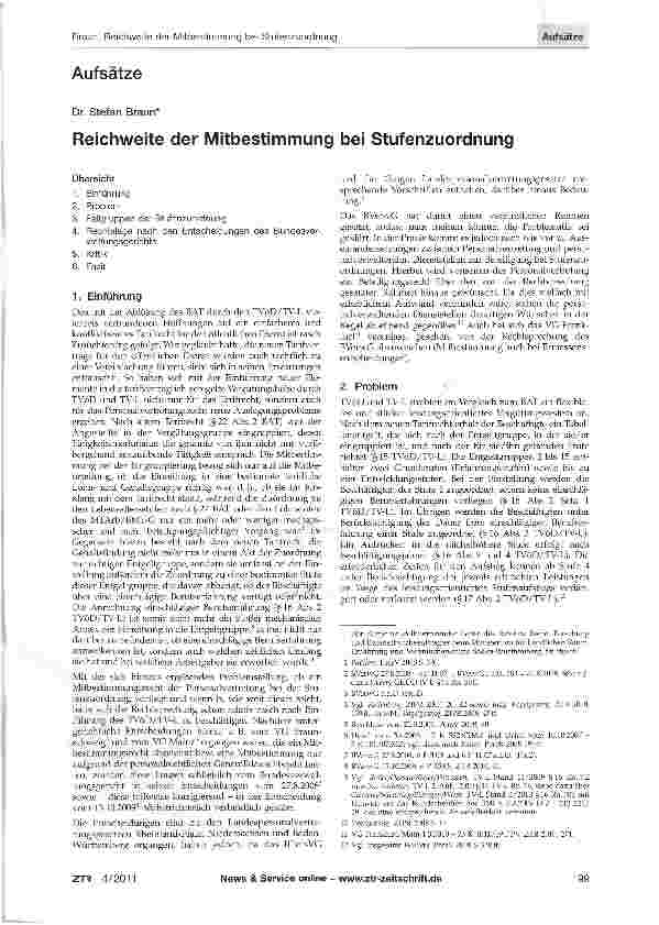 Vorschauseite 1: Reichweite der Mitbestimmung bei Stufenzuordnung
