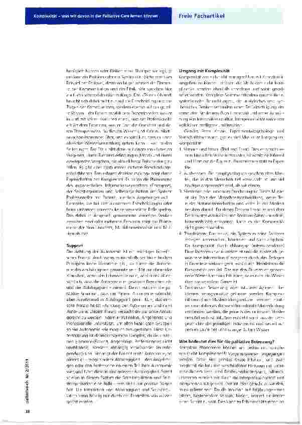 Vorschauseite 2: Komplexität - was wir davon in der Palliative Care lernen können