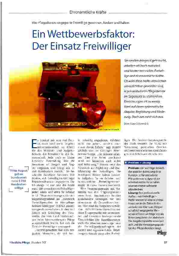 Vorschauseite 1: Ein Wettbewerbsfaktor: Der Einsatz Freiwilliger