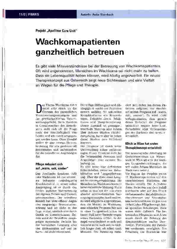 Vorschauseite 1: Wachkomapatienten ganzheitlich betreuen